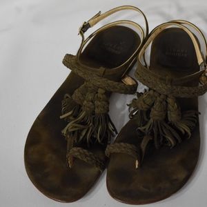 Olive green suede Stuart Weitzman sandals